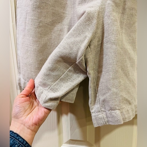 90s Liz Claiborne Linen Cotton Beige High Waisted Shorts Size 16 - Picture 3 of 5